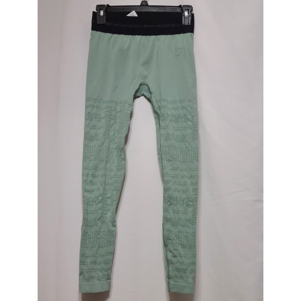 Gymshark Womens VISION Leggings Seamless Green Jacquard Mid Rise M